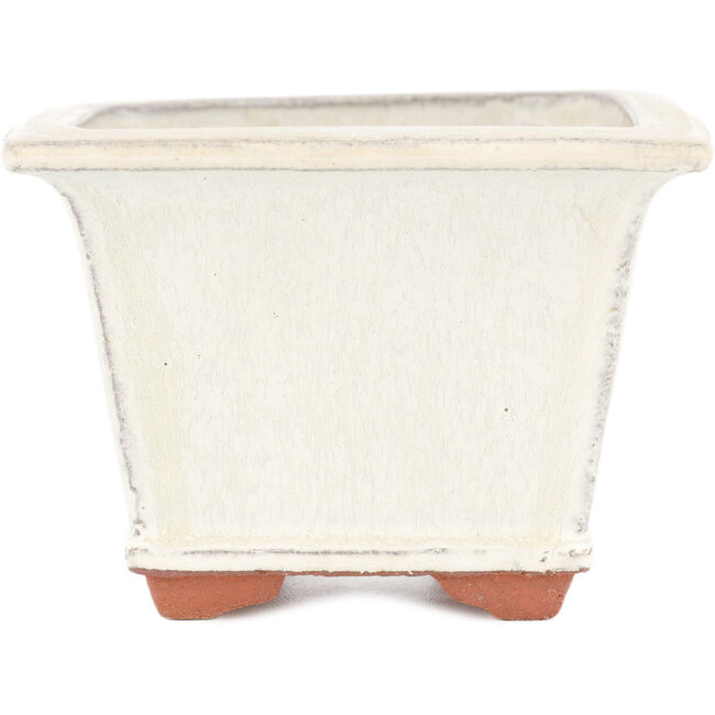 Pot à bonsaï carré blanc cassé par Eime Yozan - 105 x 105 x 70 mm