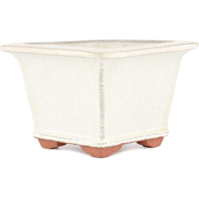 Pot à bonsaï carré blanc cassé par Eime Yozan - 105 x 105 x 70 mm