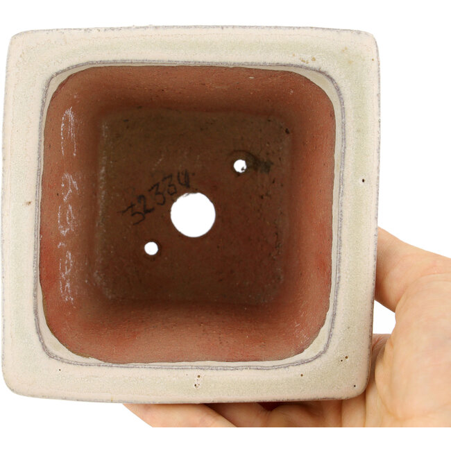 Maceta para bonsai cuadrada blanco roto de Eime Yozan - 105 x 105 x 70 mm