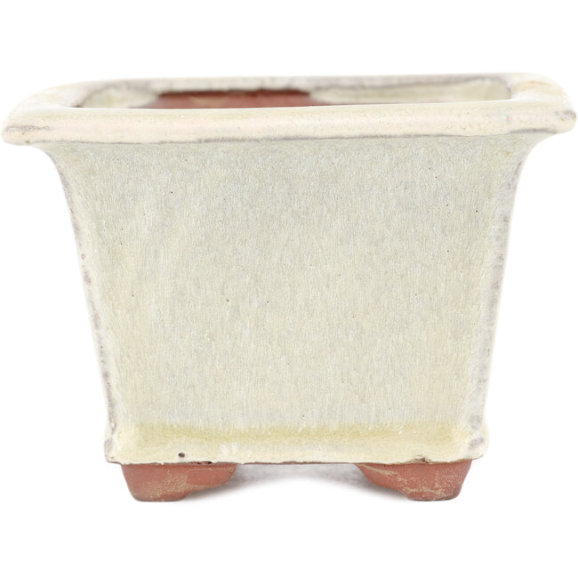 Pot à bonsaï carré blanc cassé par Eime Yozan - 105 x 105 x 70 mm