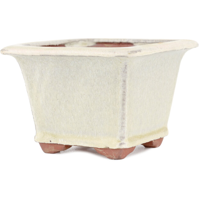 Pot à bonsaï carré blanc cassé par Eime Yozan - 105 x 105 x 70 mm