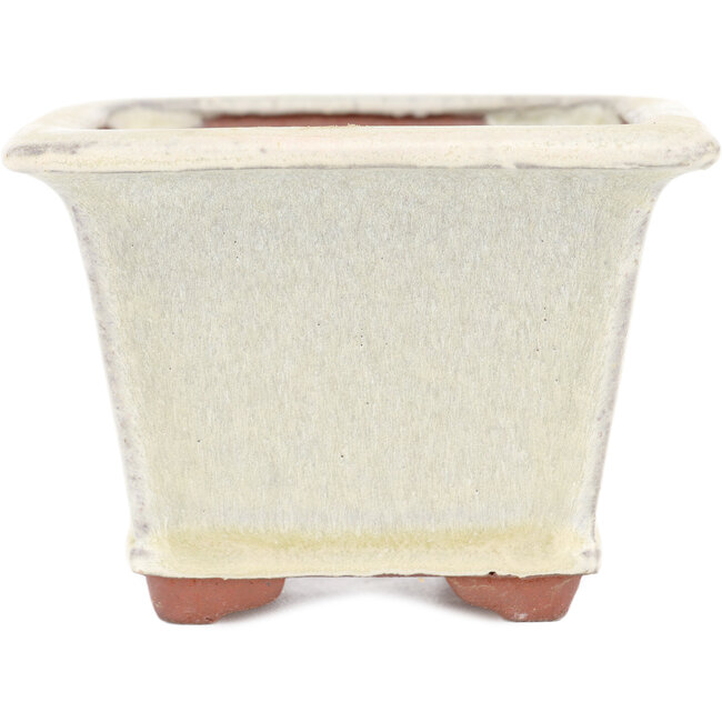 Pot à bonsaï carré blanc cassé par Eime Yozan - 105 x 105 x 70 mm
