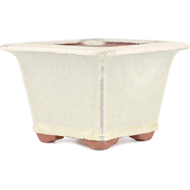 Pot à bonsaï carré blanc cassé par Eime Yozan - 105 x 105 x 70 mm