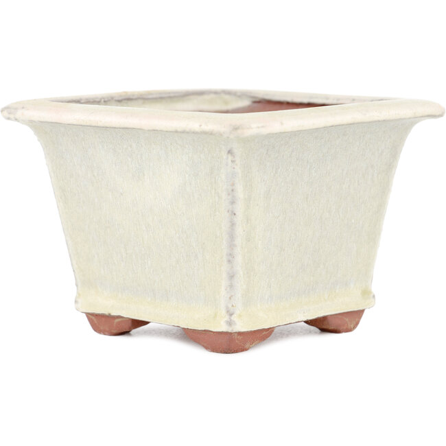 Pot à bonsaï carré blanc cassé par Eime Yozan - 105 x 105 x 70 mm