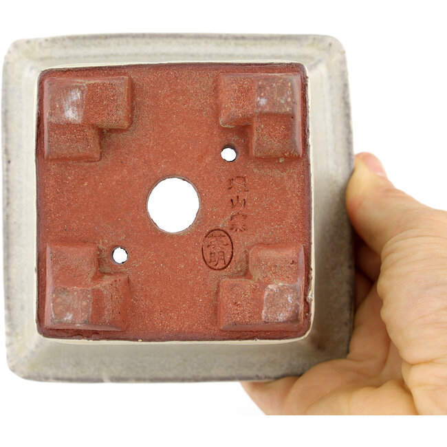 Vaso bonsai quadrato bianco sporco di Eime Yozan - 105 x 105 x 70 mm