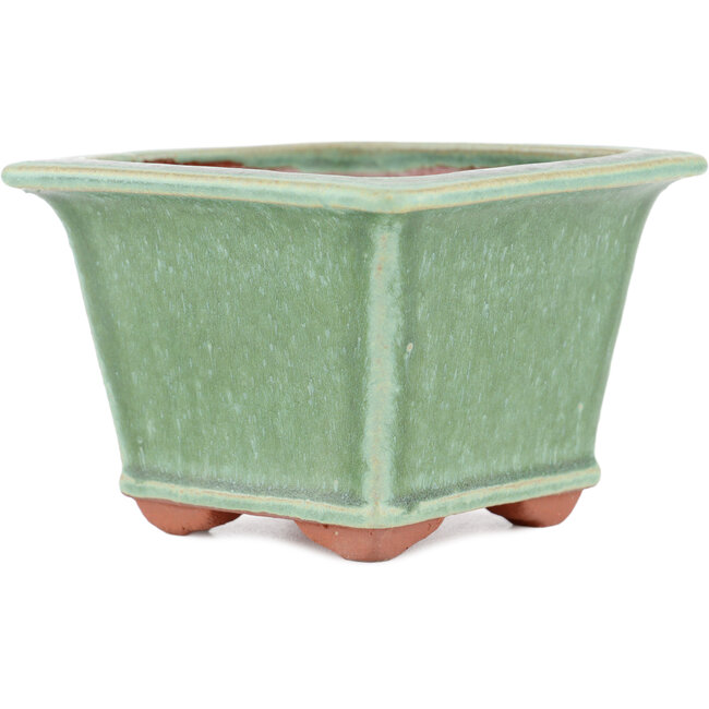 Pot à bonsaï carré vert par Eime Yozan - 105 x 105 x 70 mm