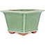 Square green bonsai pot by Eime Yozan - 105 x 105 x 70 mm