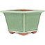 Square green bonsai pot by Eime Yozan - 105 x 105 x 70 mm