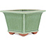 Square green bonsai pot by Eime Yozan - 105 x 105 x 70 mm