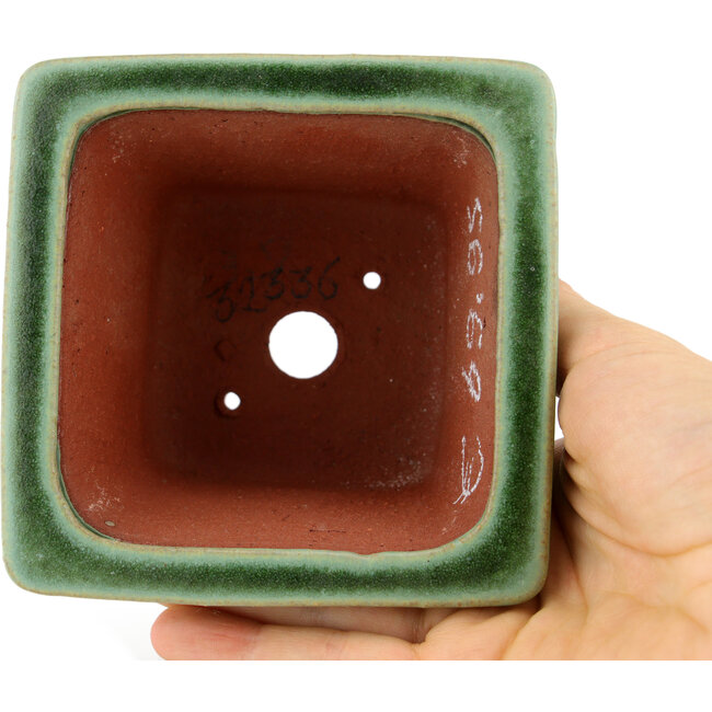 Vaso bonsai quadrato verde di Eime Yozan - 105 x 105 x 70 mm