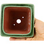 Square green bonsai pot by Eime Yozan - 105 x 105 x 70 mm