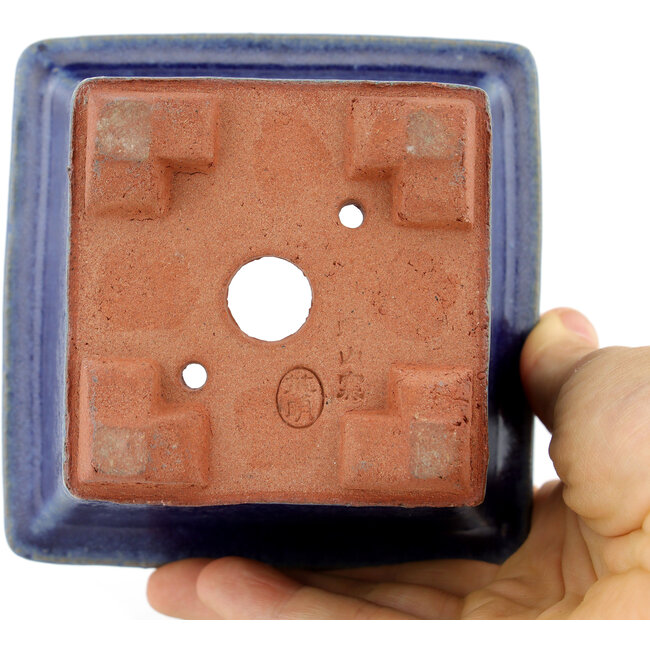 Vaso bonsai quadrato blu di Eime Yozan - 105 x 105 x 70 mm