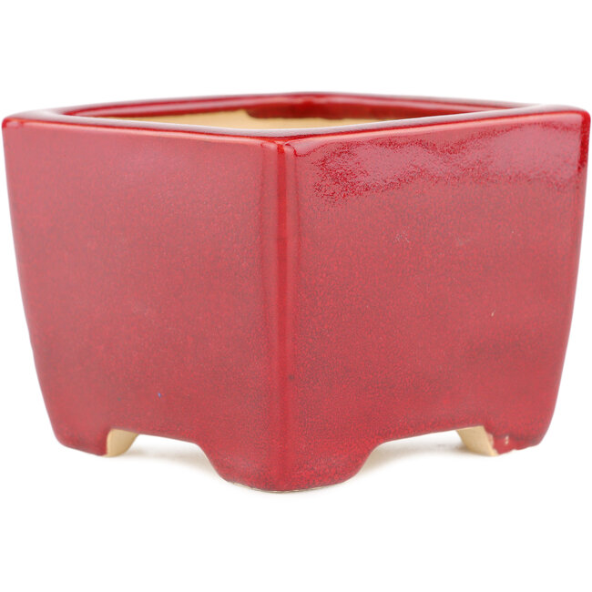 Maceta cuadrada para bonsái roja de Eime Yozan - 95 x 95 x 75 mm
