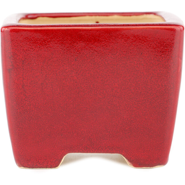 Pot à bonsaï carré rouge par Eime Yozan - 95 x 95 x 75 mm