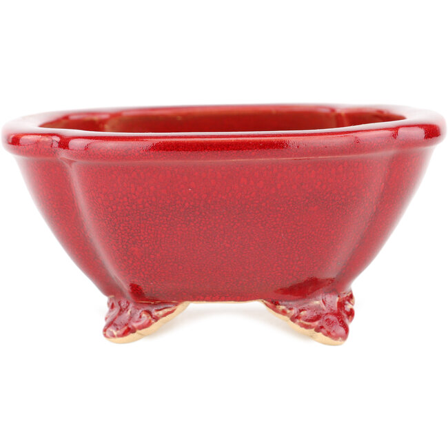 Maceta cuadrada para bonsái roja de Eime Yozan - 123 x 123 x 55 mm