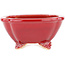 Pot à bonsaï carré rouge par Eime Yozan - 123 x 123 x 55 mm