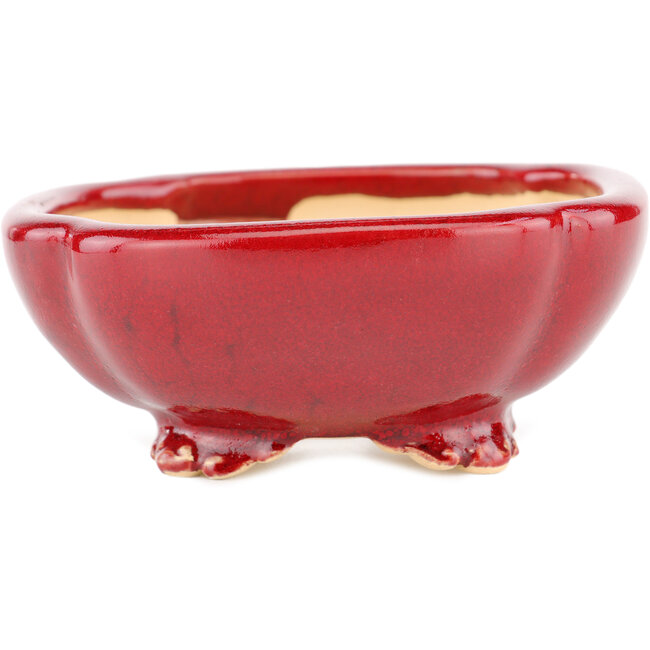 Vierkante rode bonsaipot van Eime Yozan - 120 x 120 x 50 mm