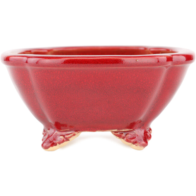 Pot à bonsaï carré rouge par Eime Yozan - 123 x 123 x 55 mm