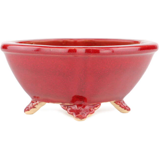 Pot à bonsaï carré rouge par Eime Yozan - 123 x 123 x 55 mm