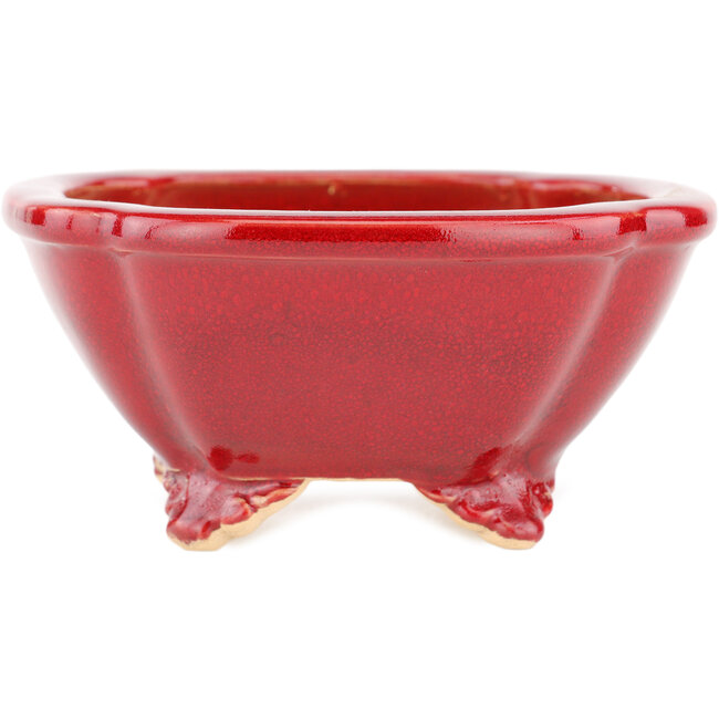 Pot à bonsaï carré rouge par Eime Yozan - 123 x 123 x 55 mm