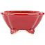 Pot à bonsaï carré rouge par Eime Yozan - 123 x 123 x 55 mm