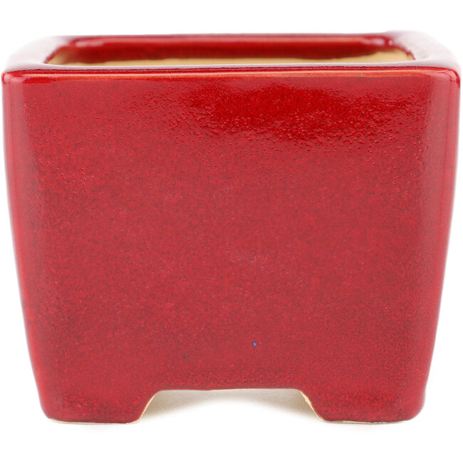 Vaso bonsai quadrato rosso di Eime Yozan - 95 x 95 x 75 mm