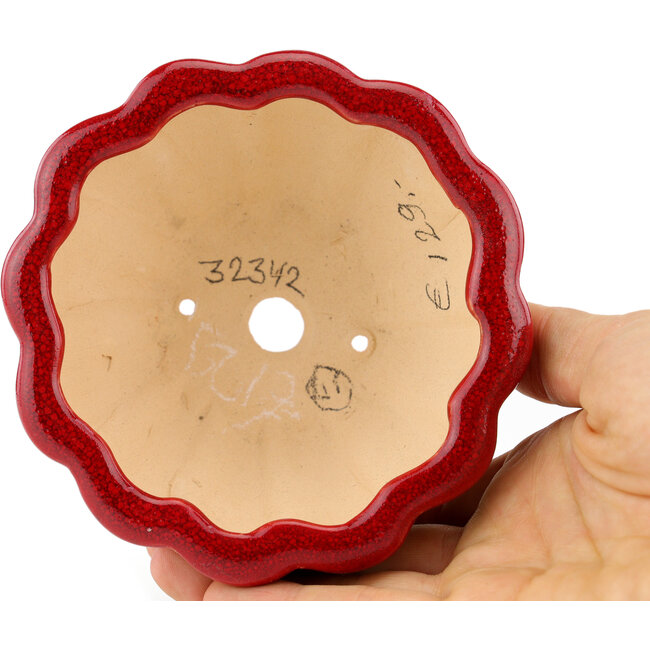 Pot à bonsaï Lotus rouge par Eime Yozan - 105 x 105 x 60 mm