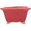Sechseckiger roter Bonsaitopf von Eime Yozan – 105 x 105 x 55 mm
