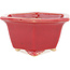 Pot à bonsaï hexagonal rouge par Eime Yozan - 105 x 105 x 55 mm