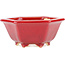 Pot à bonsaï hexagonal rouge par Eime Yozan - 105 x 105 x 50 mm