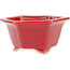 Pot à bonsaï hexagonal rouge par Eime Yozan - 105 x 105 x 55 mm