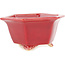 Pot à bonsaï hexagonal rouge par Eime Yozan - 105 x 105 x 55 mm