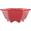 Pot à bonsaï hexagonal rouge par Eime Yozan - 105 x 105 x 50 mm