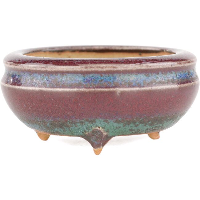 Round multicolor bonsai pot by Eime Yozan - 60 x 60 x 25 mm