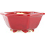 Pot à bonsaï hexagonal rouge par Eime Yozan - 105 x 105 x 50 mm