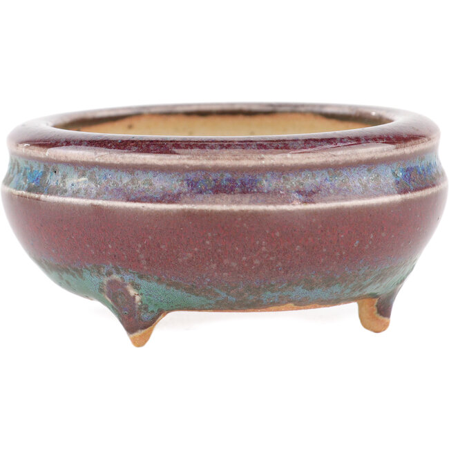 Round multicolor bonsai pot by Eime Yozan - 60 x 60 x 25 mm