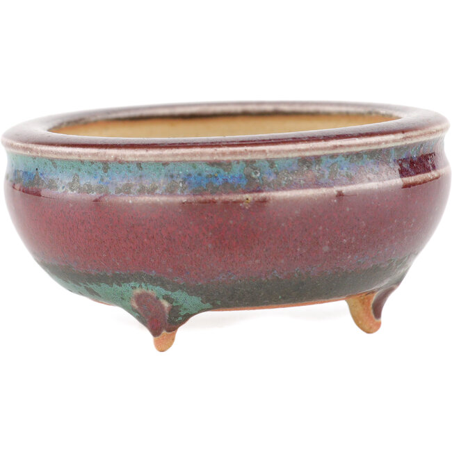 Round multicolor bonsai pot by Eime Yozan - 60 x 60 x 25 mm