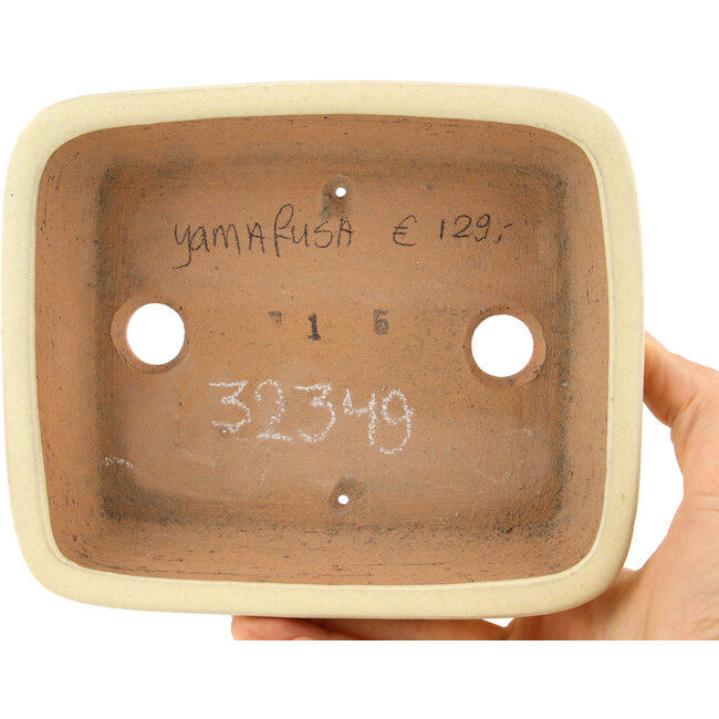 Vaso bonsai rettangolare beige di Yamafusa - 162 x 135 x 43 mm