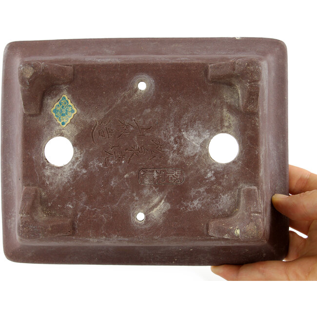 Rechteckige unglasierte Bonsaischale von Yamaaki – 190 x 150 x 60 mm