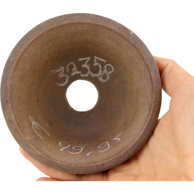 Ronde ongeglazuurde bonsaipot van Bizanyaki - 112 x 112 x 55 mm