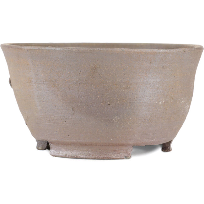 Ronde ongeglazuurde bonsaipot van Bizanyaki - 90 x 90 x 45 mm