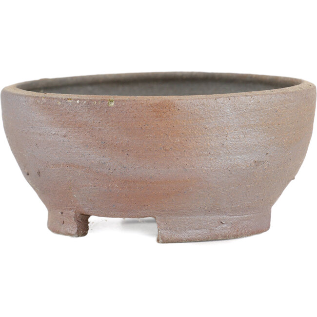 Ronde ongeglazuurde bonsaipot van Bizanyaki - 84 x 84 x 37 mm