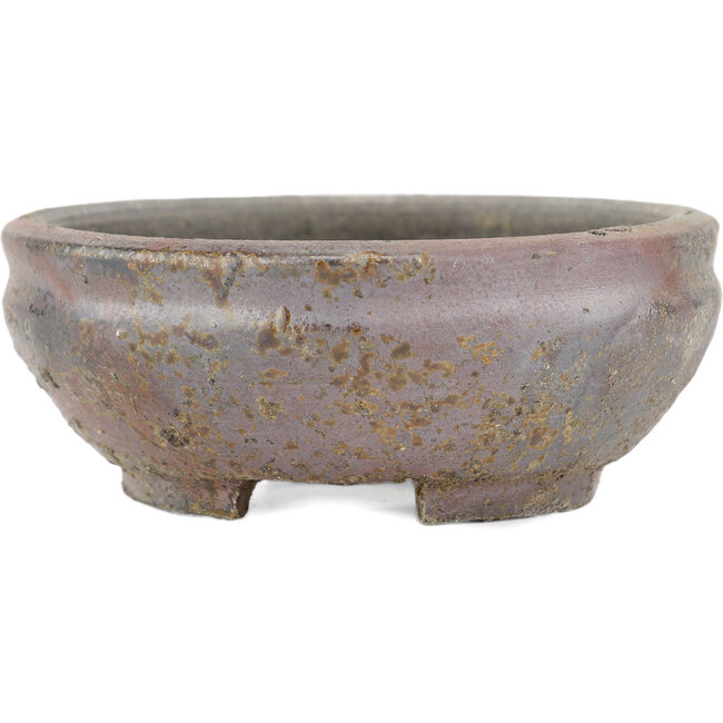 Ronde ongeglazuurde bonsaipot van Bizanyaki - 95 x 95 x 35 mm
