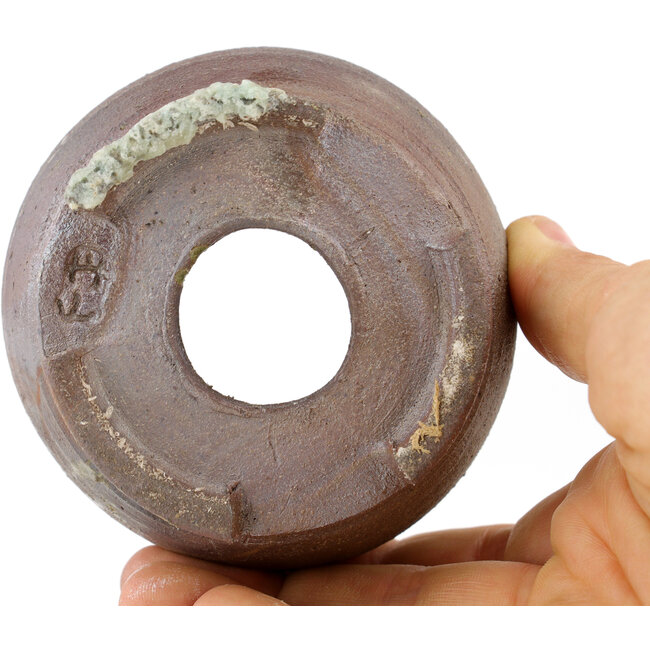Ronde ongeglazuurde bonsaipot van Bizanyaki - 77 x 77 x 40 mm