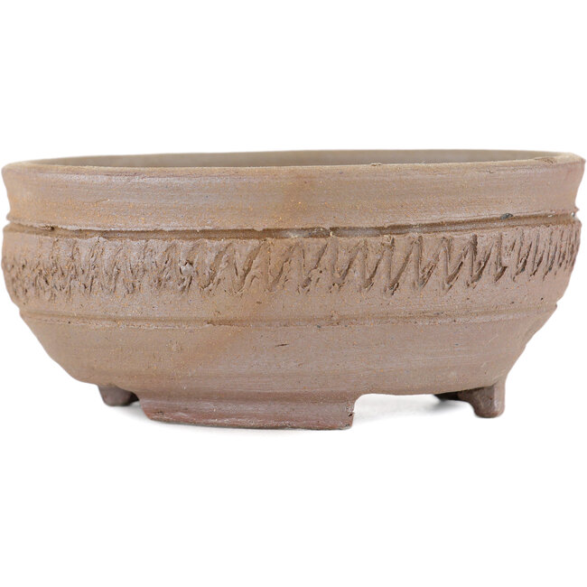 Round unglazed bonsai pot by Bizanyaki - 87 x 87 x 37 mm