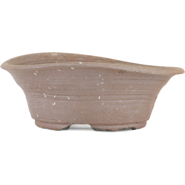 Ronde ongeglazuurde bonsaipot van Bizanyaki - 105 x 93 x 35 mm