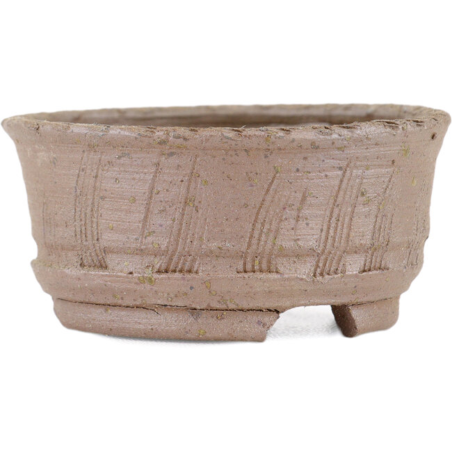 Ronde ongeglazuurde bonsaipot van Bizanyaki - 71 x 71 x 31 mm