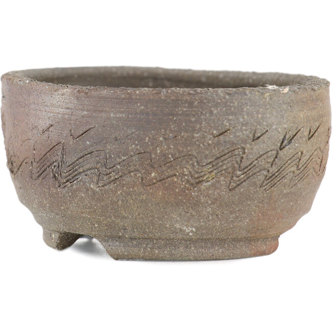 Maceta para bonsái redonda sin esmaltar de Bizanyaki - 56 x 56 x 28 mm