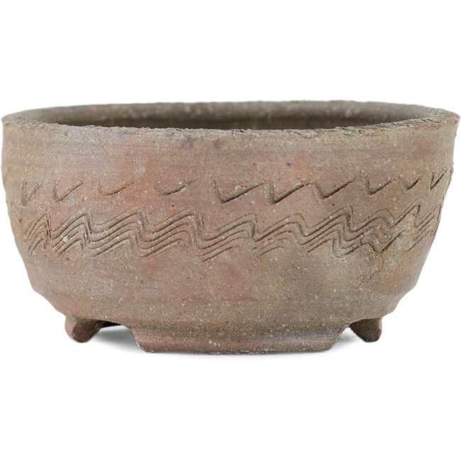 Ronde ongeglazuurde bonsaipot van Bizanyaki - 56 x 56 x 28 mm