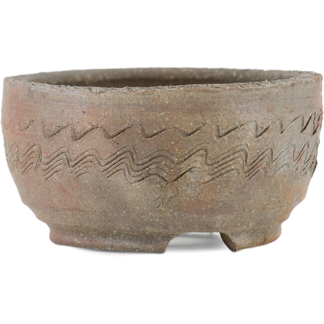 Vaso bonsai rotondo non smaltato di Bizanyaki - 56 x 56 x 28 mm